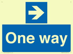 One way with right directional arrow